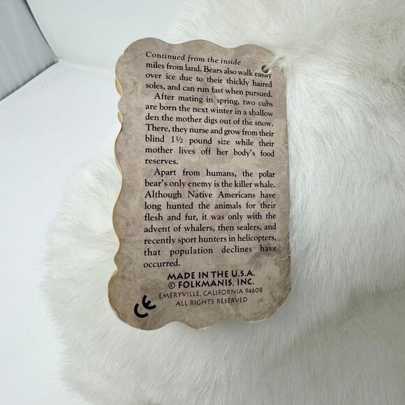 Folkmanis Furry Folk Puppets Polar Bear Realistic Lifelike Plush Stuffed Animal - Picture 7 of 12